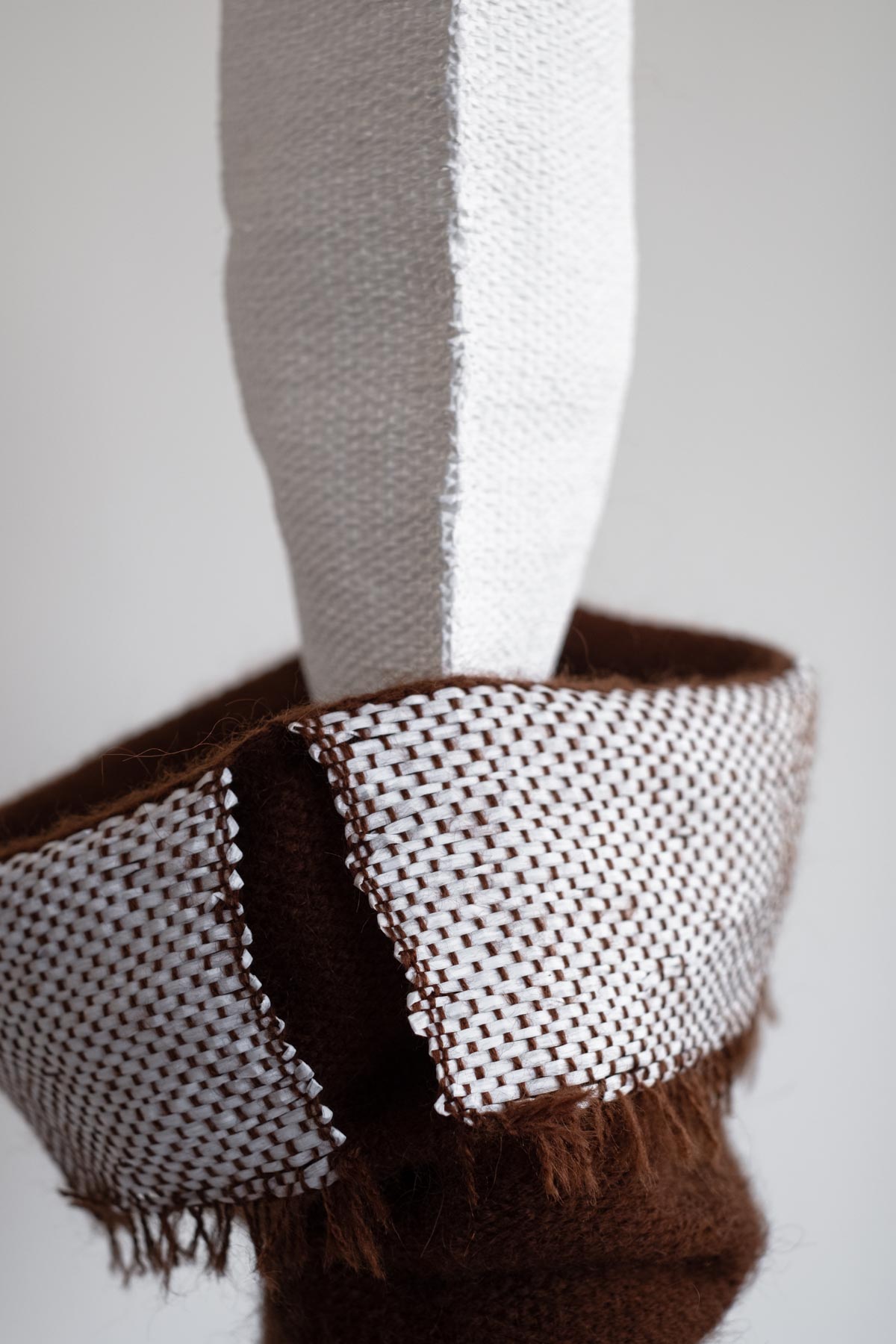 Soffice Collasso Concentrico (2020) 25x36x24 cm Paper yarn, paper tape yarn, Alpaca